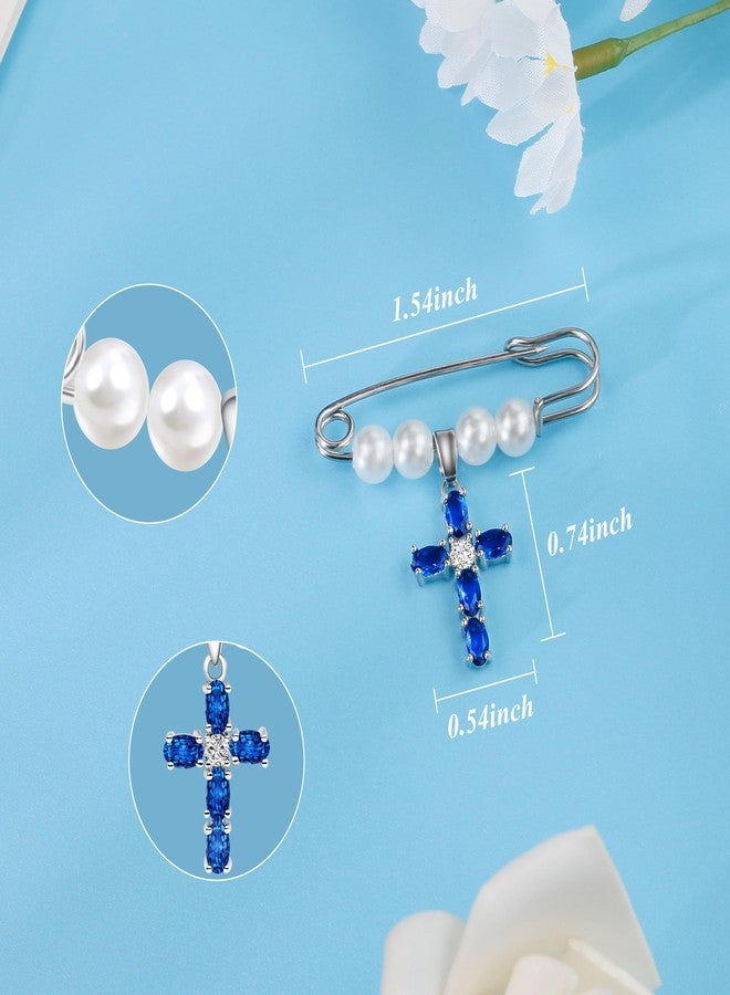 PEALICIOUS Something Blue Gift for Bride, Bridal Shower Gifts from Mom Sister Friend, Blue Bridal Bouquet Charm as Christian Wedding Gifts, Cross Pin Easily Attaches to Bridal Bouquet, Garter, Dress - Image 4